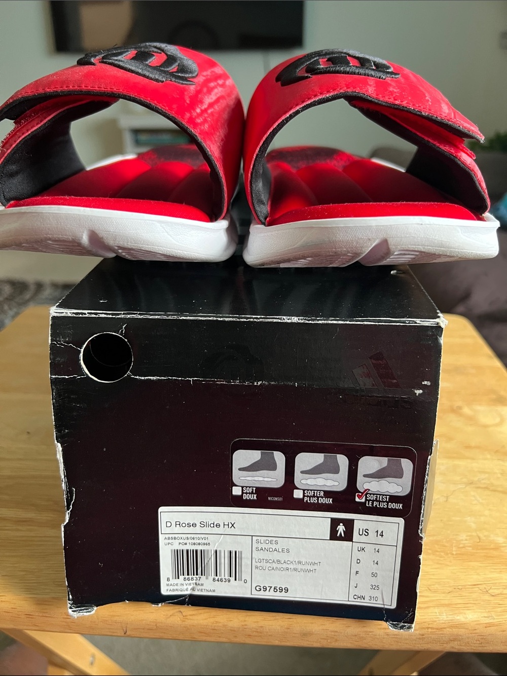 Derrick Rose size 14 Slide HX mens Slide Sandals - Red